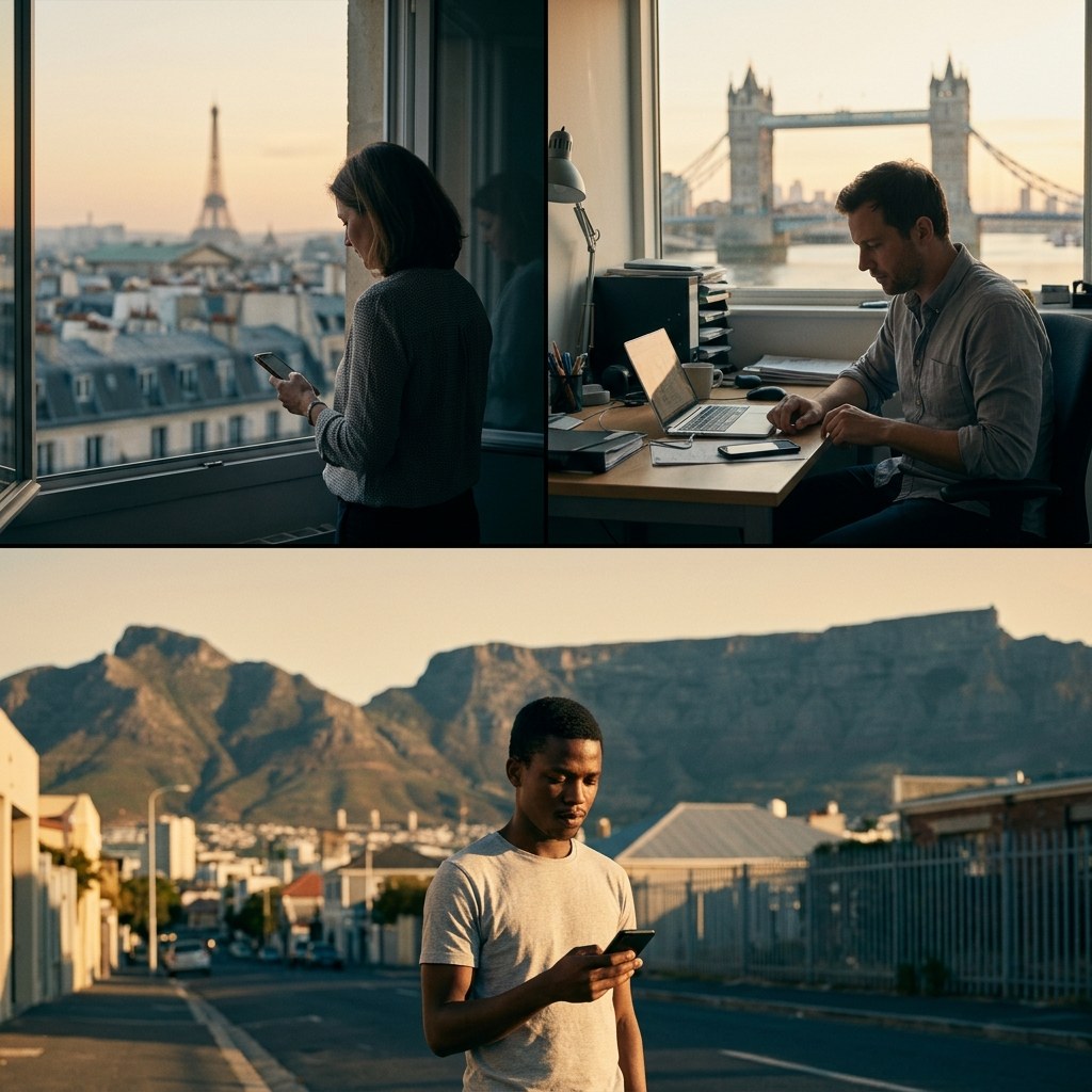 Business owners in Paris and London distributing payroll to staff in Cape Town